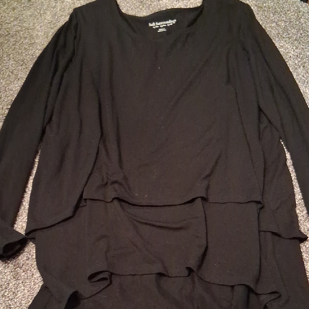Soft Surroundings Black Layered Long Sleeve Top
